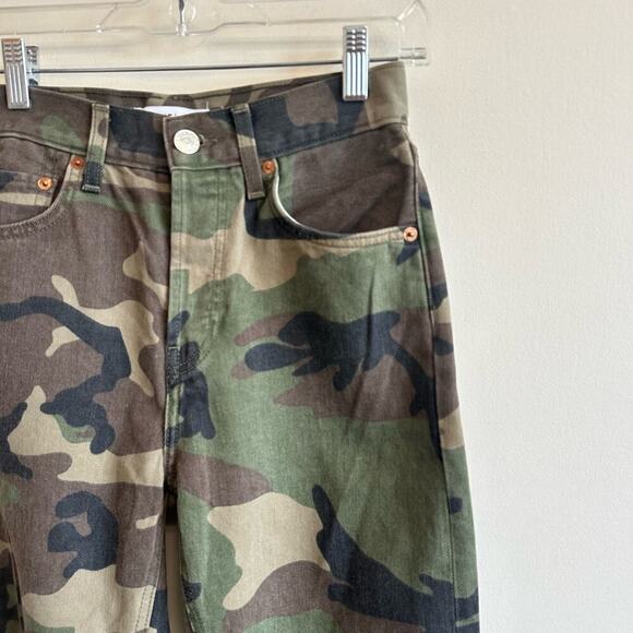 Re/Done Camo High Rise Stovepipe Jeans Straight High Waisted Denim Size 25 / 0 - Picture 4 of 13